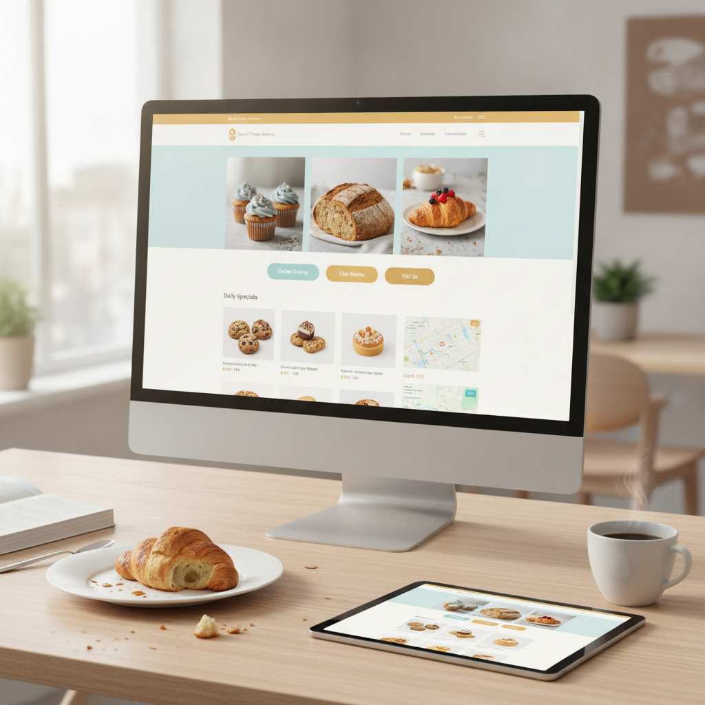 A modern, clean website designed for a local bakery business