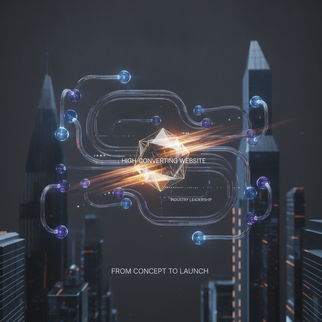 Abstract digital workflow visualization showing interconnected nodes and process flow