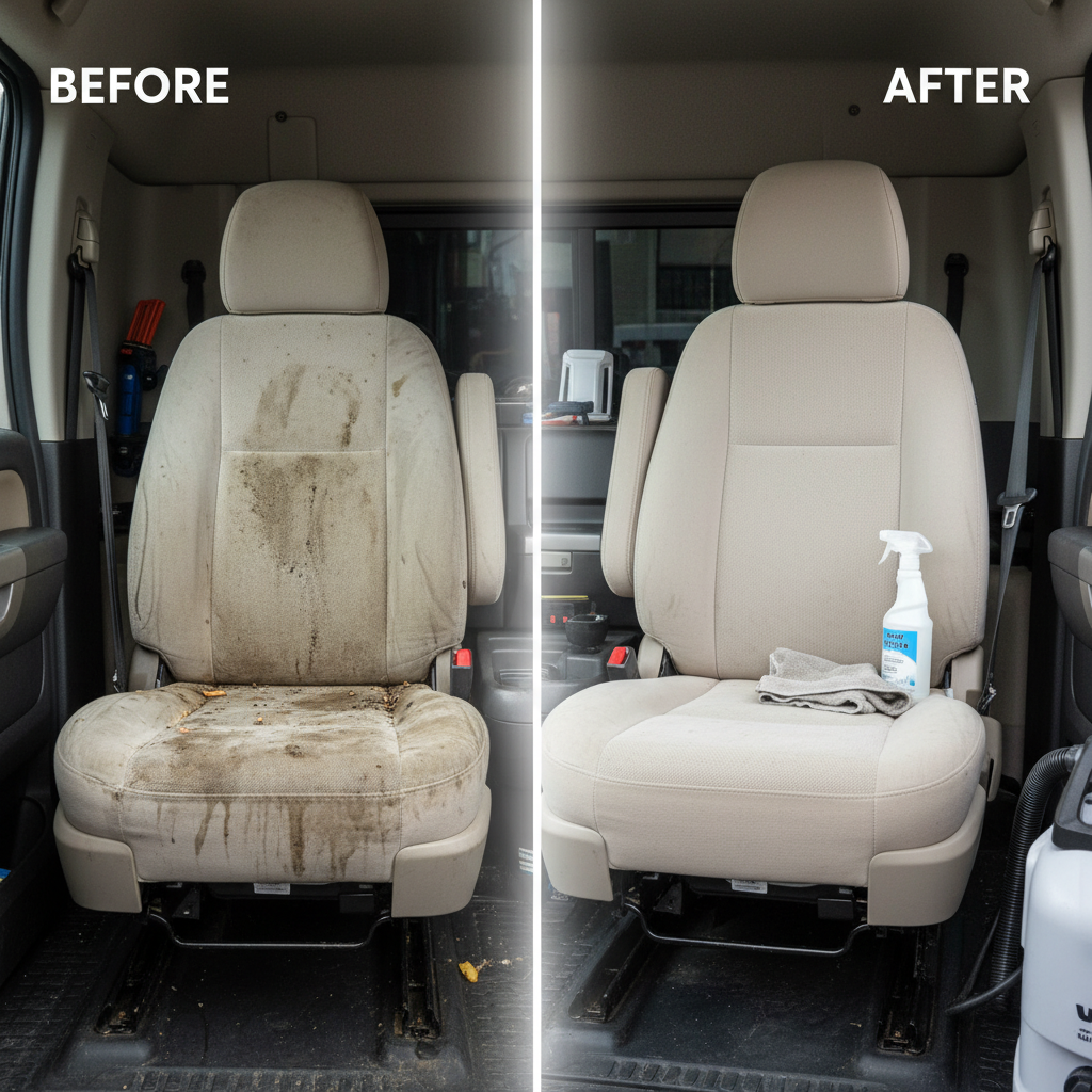 Seat shampoo before and after