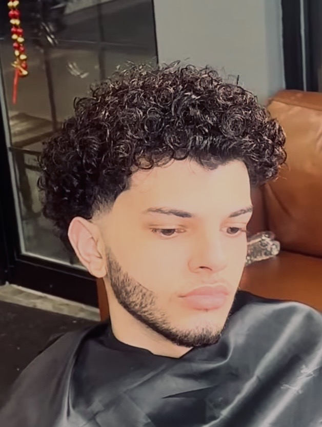 A classic scissor haircut in progress