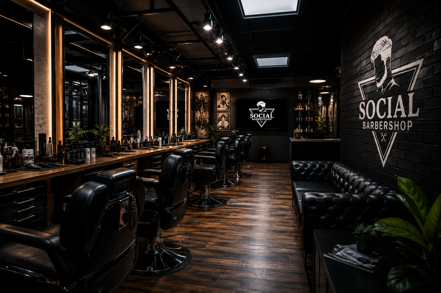 Profesional barbero realizando un corte de cabello premium en un salón de lujo europeo