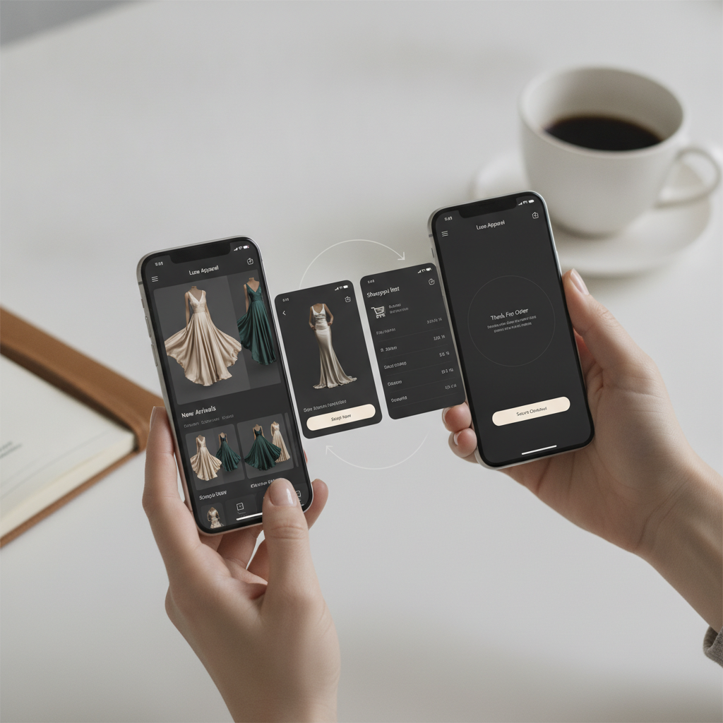 Premium mobile e-commerce application design featuring smooth UX flows