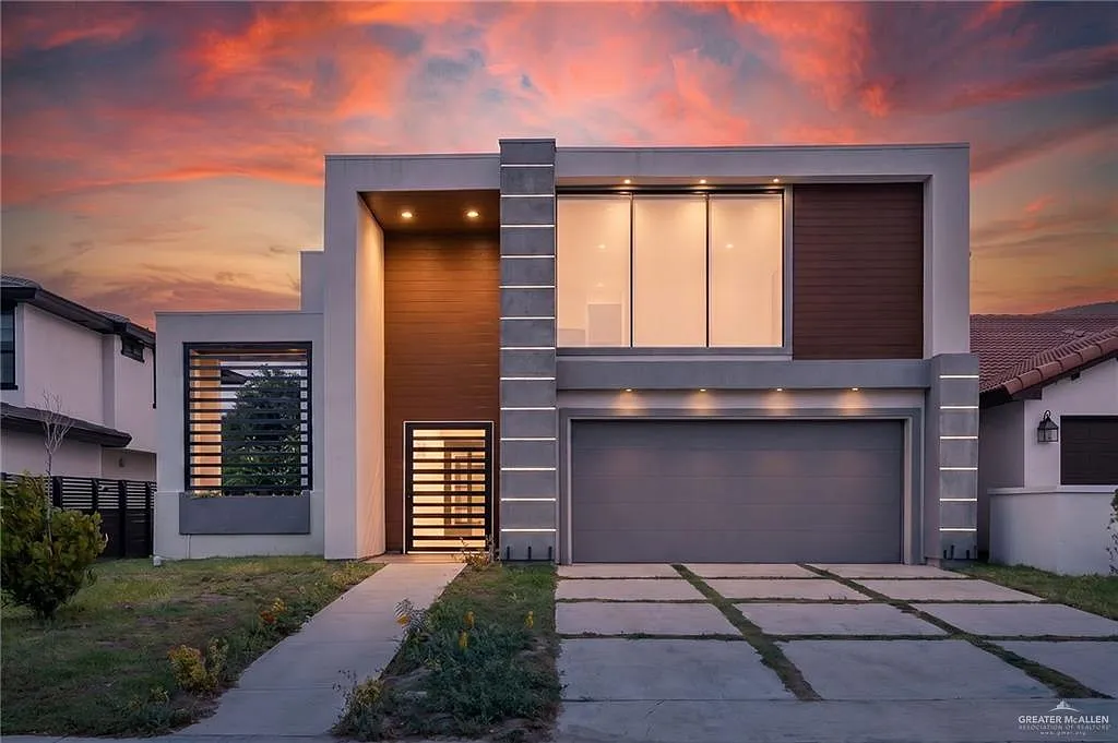 Modern luxury home exterior in the Rio Grande Valley showcasing new real estate development and booming neighborhoods