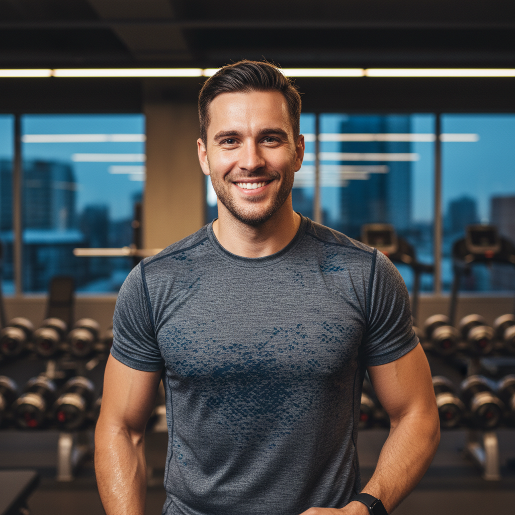 Portrait of a satisfied male gym member