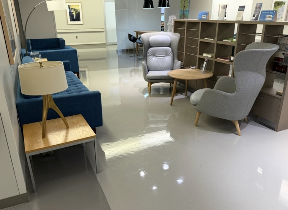 Gleaming floors of a high-end retail store, cleaned by professionals