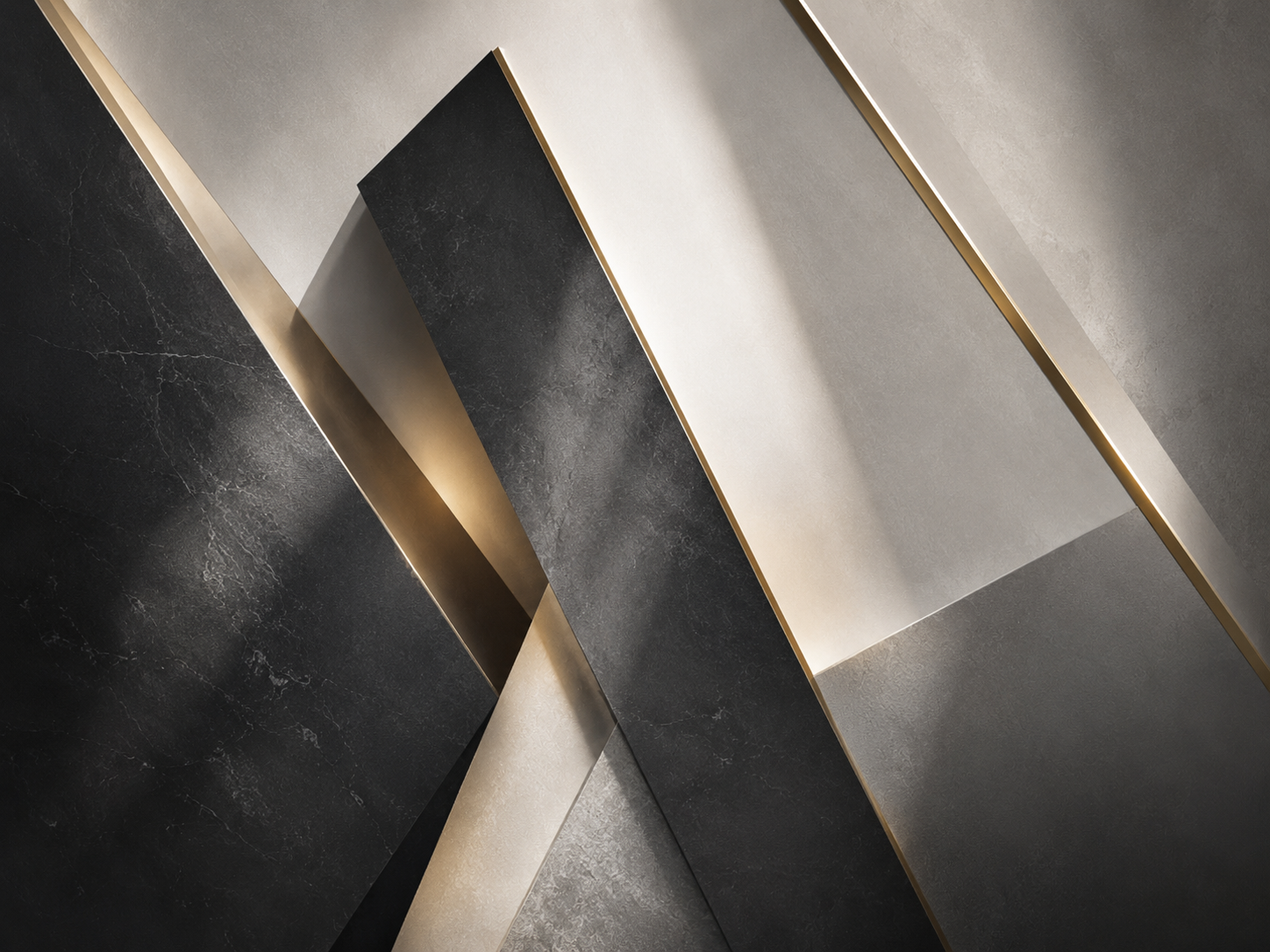 Abstract interplay of shadow and light on sculpted black marble