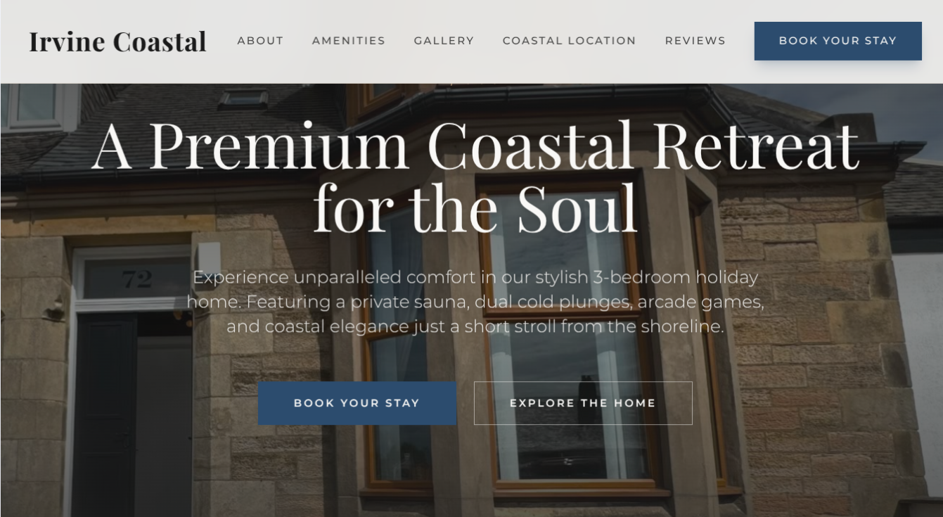 Modern professional business website design displayed on a sleek laptop screen with clean minimalist layout