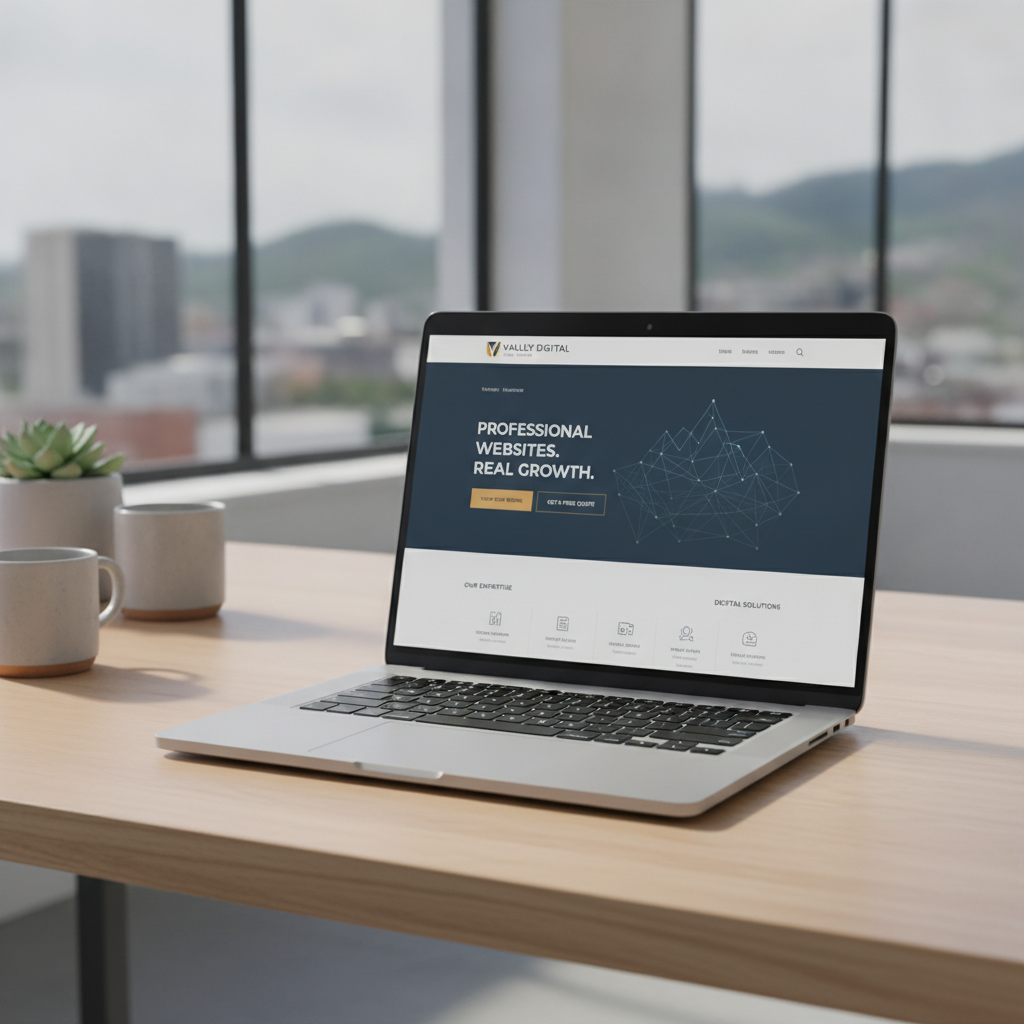 Sleek, modern website design for a local business displayed on a laptop screen