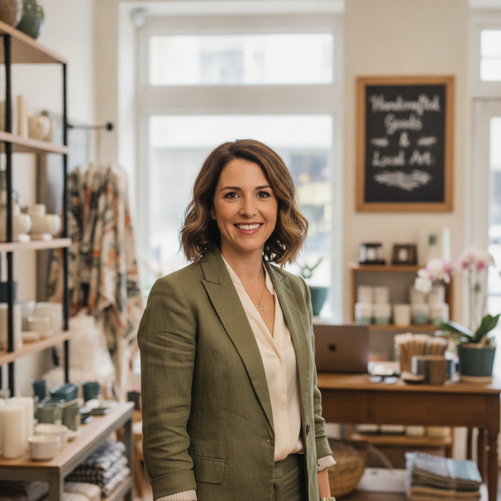 Boutique retail store owner portrait