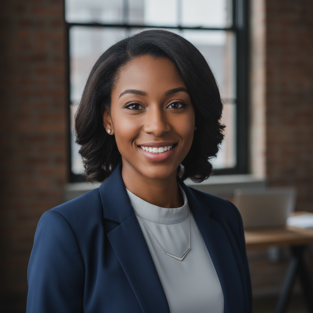 Young professional woman daily commuter smiling portrait headshot