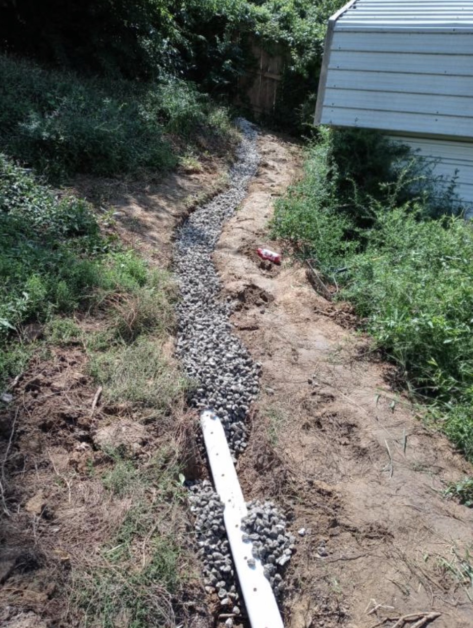 French drain and trenching drainage job