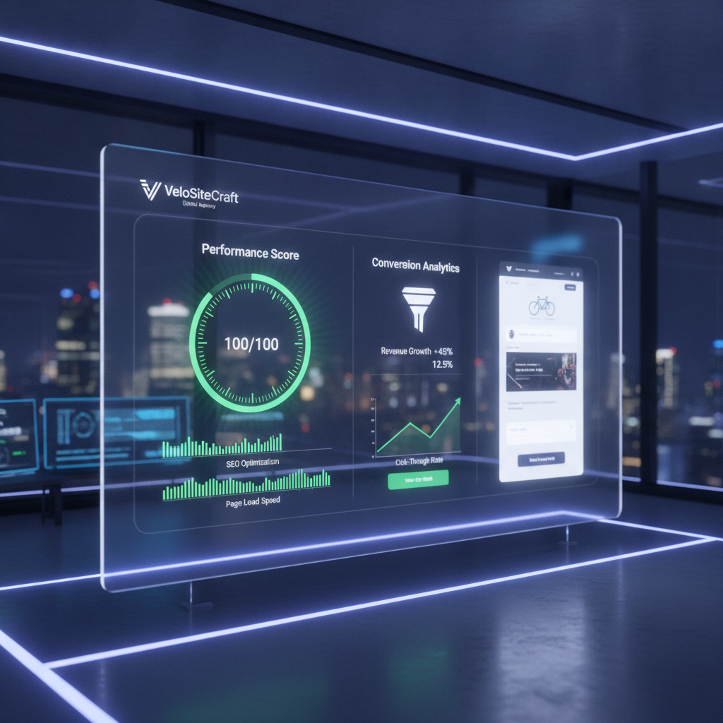 Modern web dashboard interface showcasing high-performance website design and conversion-focused UI by VeloSiteCraft