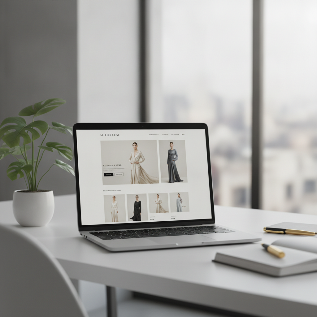 Mockup di un elegante sito e-commerce di moda su un laptop