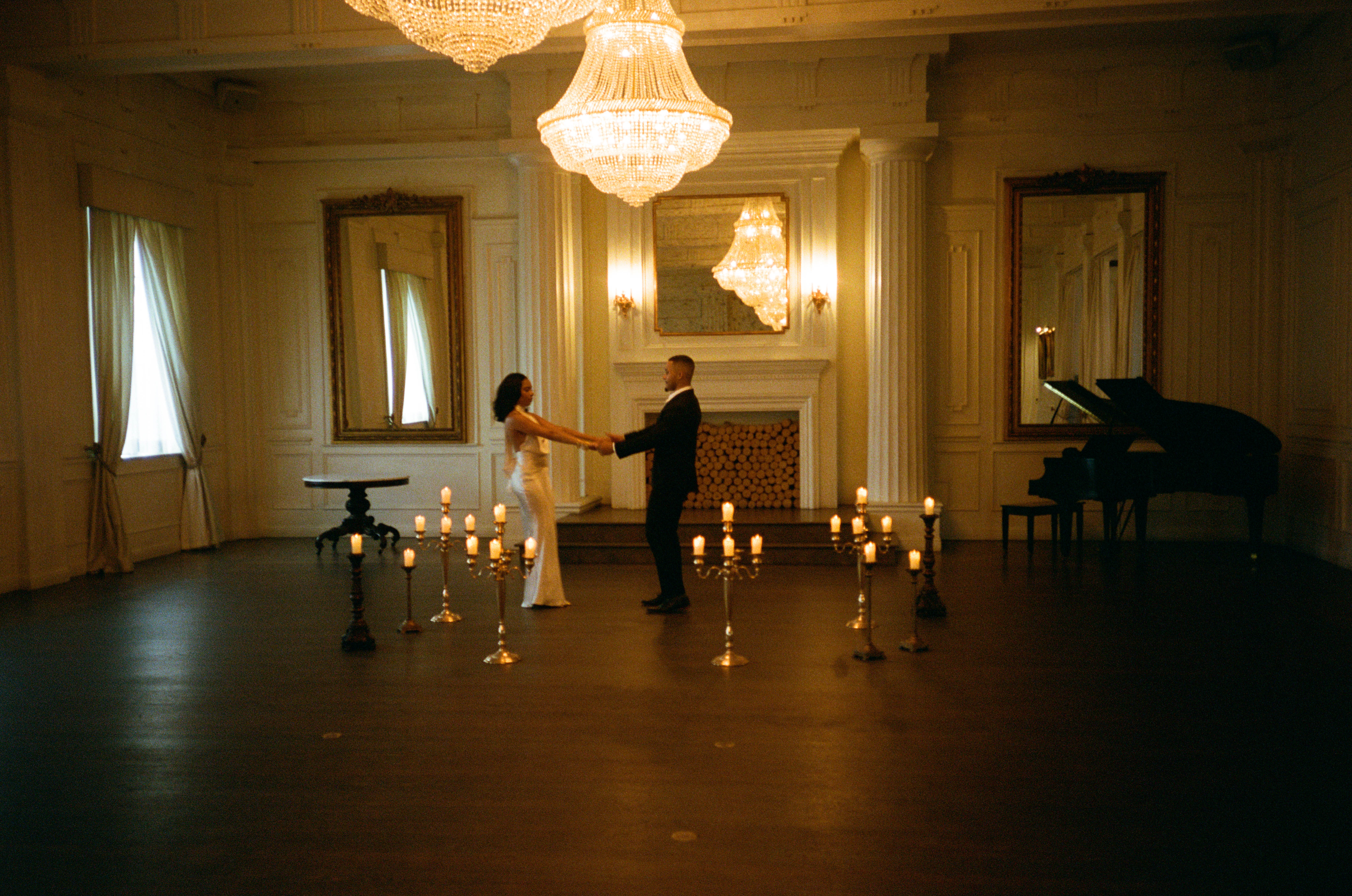 Interior architecture and moody lighting of The Mason Dallas wedding venue