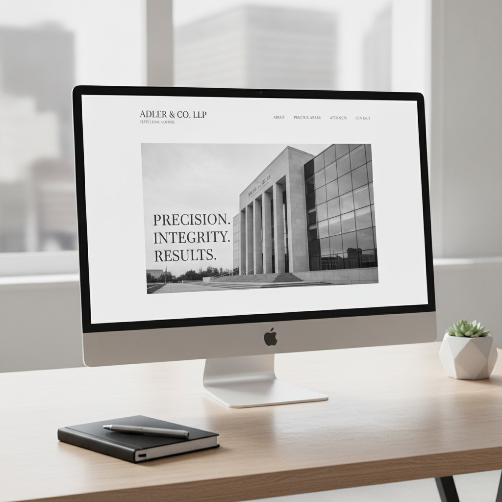 Professional, minimalist corporate website design for an elite law firm