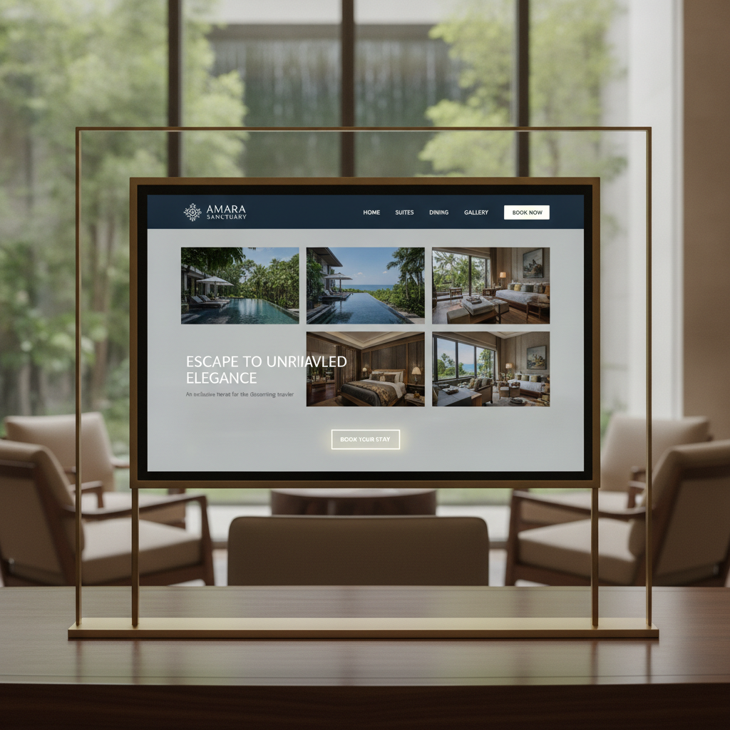 Immersive, visually rich landing page design for an exclusive boutique hotel