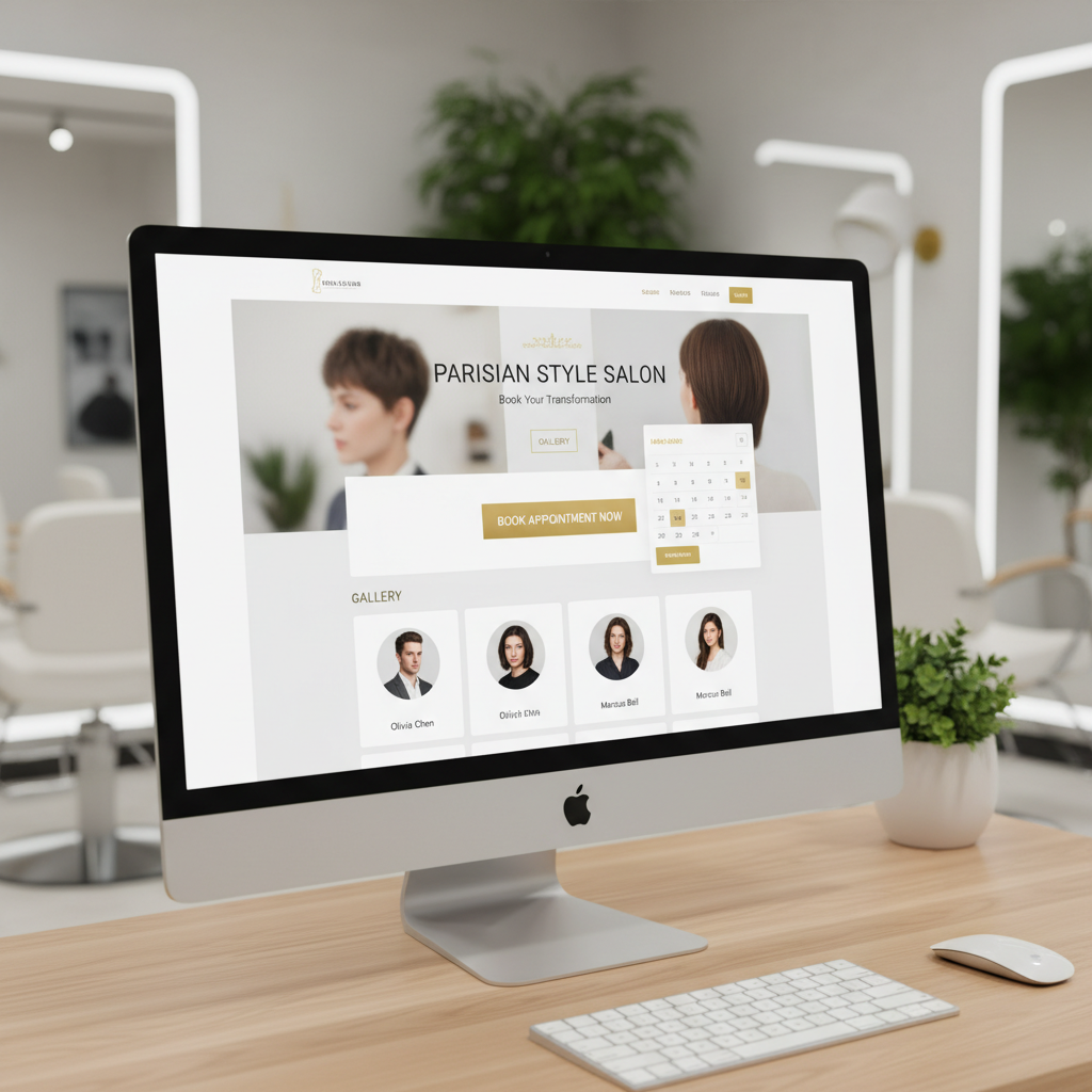 Modern hair salon website design with integrated appointment booking system