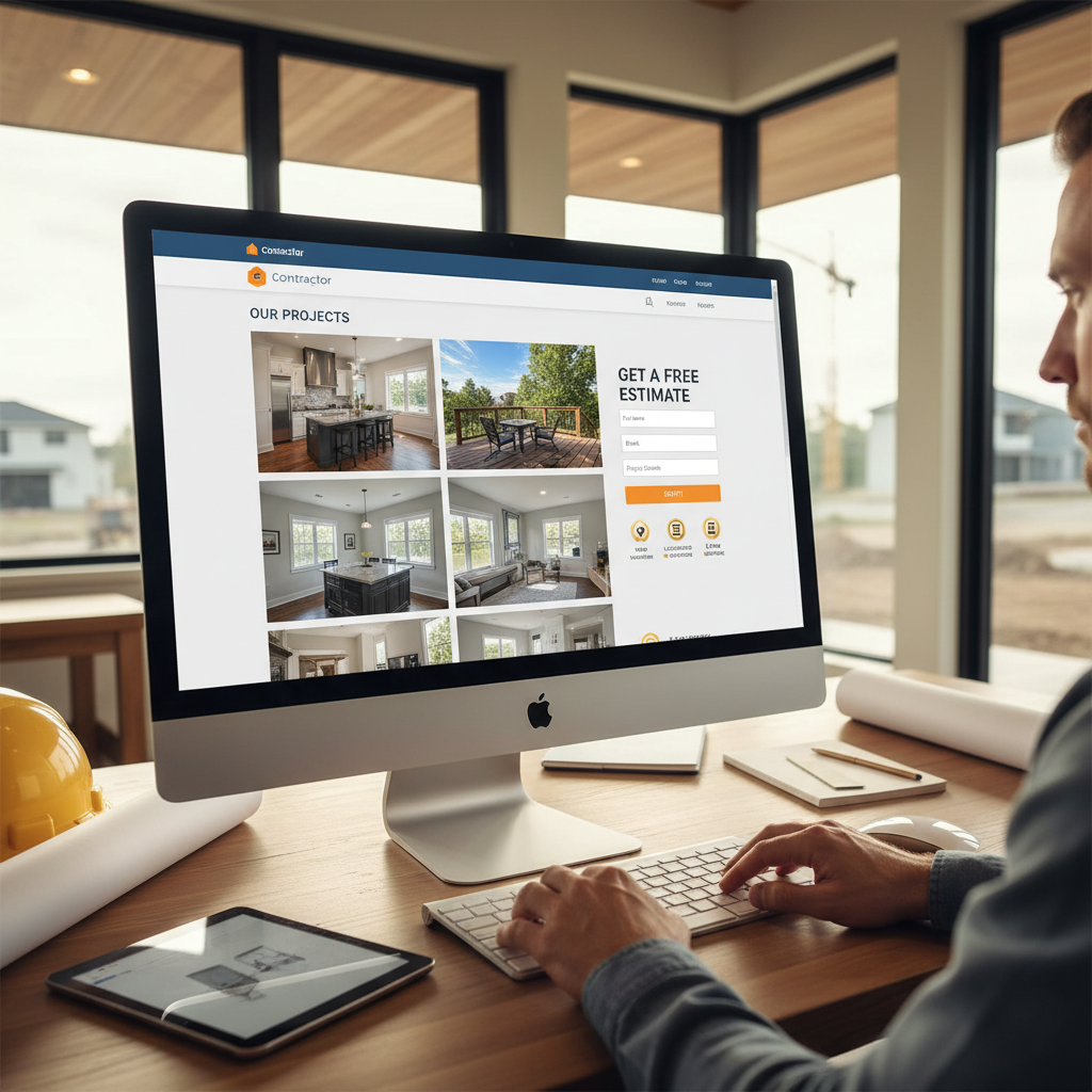 Professional contractor website design featuring project gallery and lead capture form