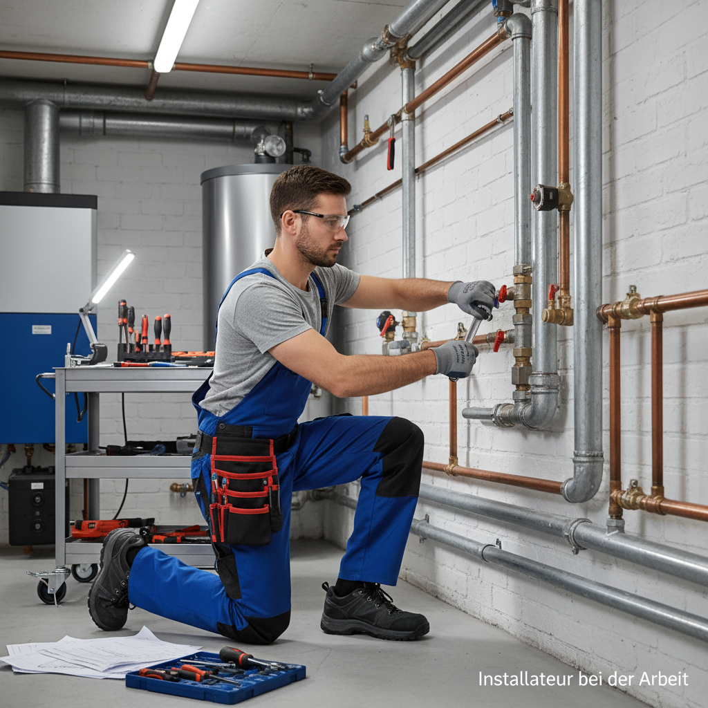 Installateur bei der Arbeit