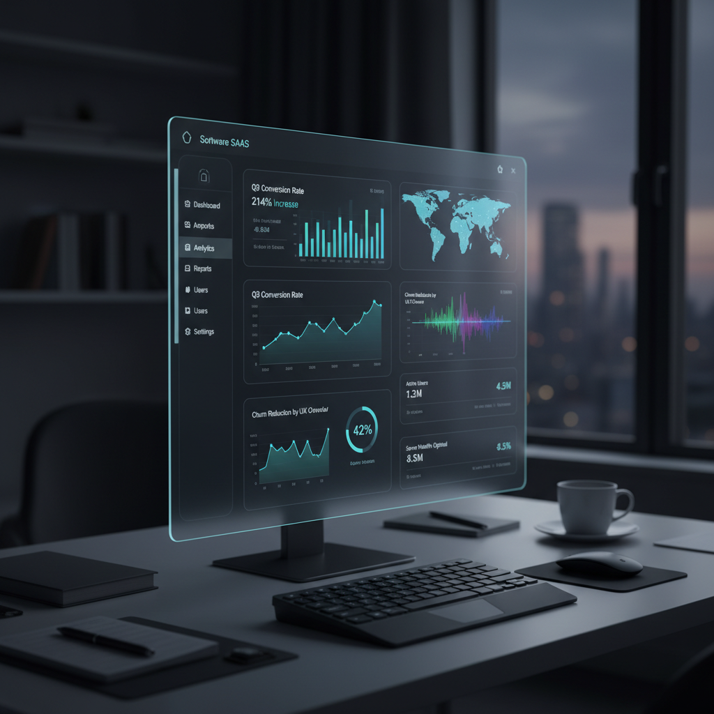 Complex data-driven SaaS application dashboard with dark mode UI