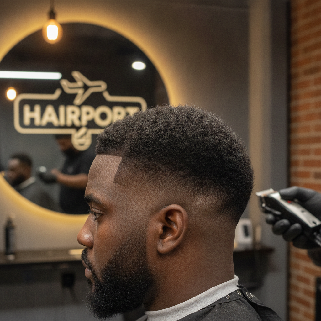 Close up of a perfectly executed skin fade haircut by Hairport Barbers