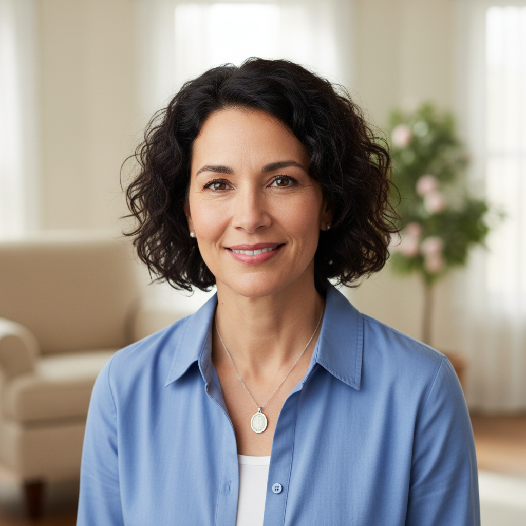 Kind and smiling headshot of Maria G., a companion care provider.