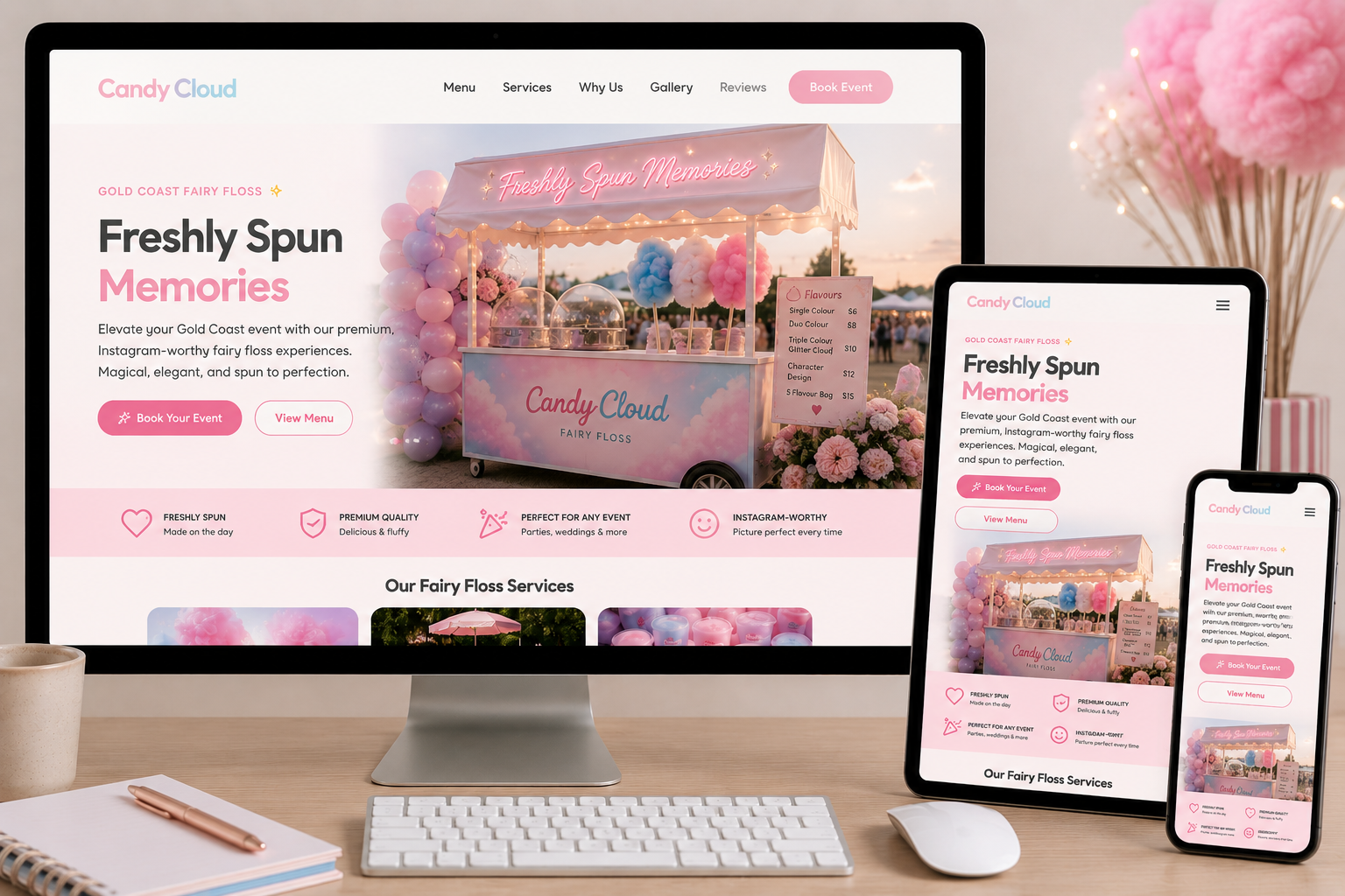 Clean and professional website design mockup for a local Australian service business