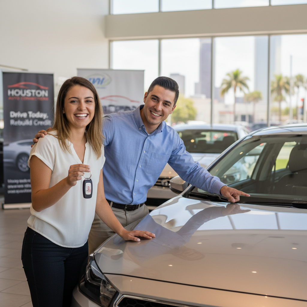 Happy car buyer