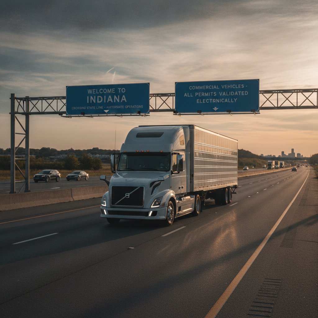 Commercial freight truck crossing state lines for authorized interstate operations