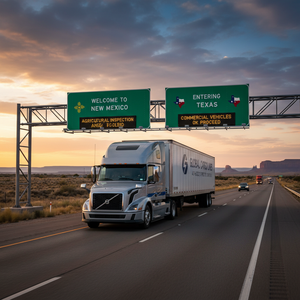 Commercial freight truck crossing state lines for authorized interstate operations