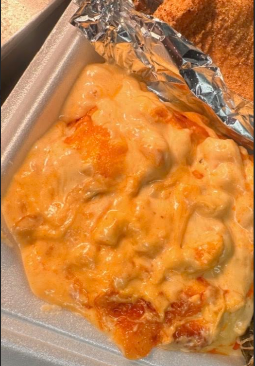 Smoky creamy mac and cheese baked to perfection with a golden bubbly crust on top